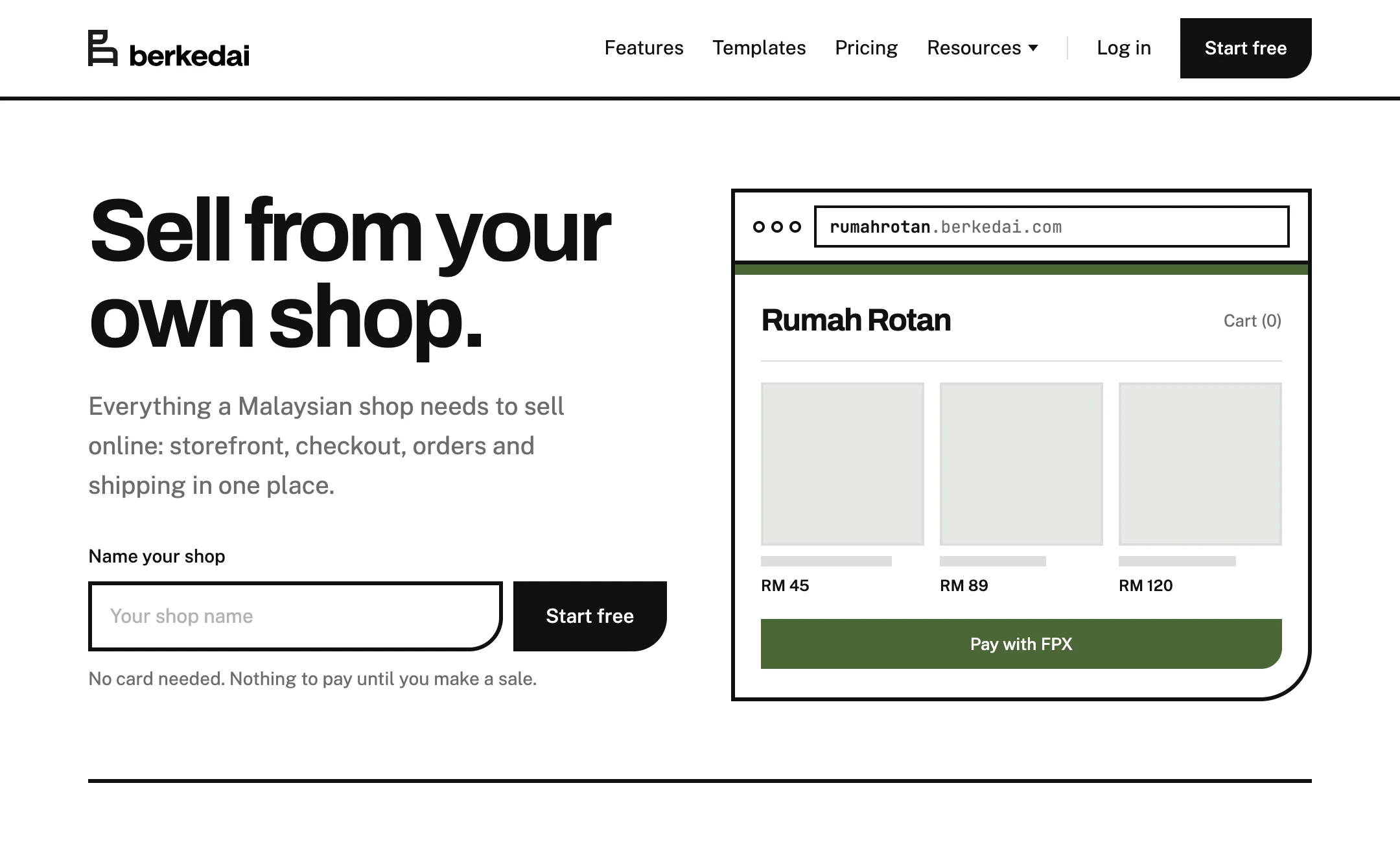berkedai landing page
