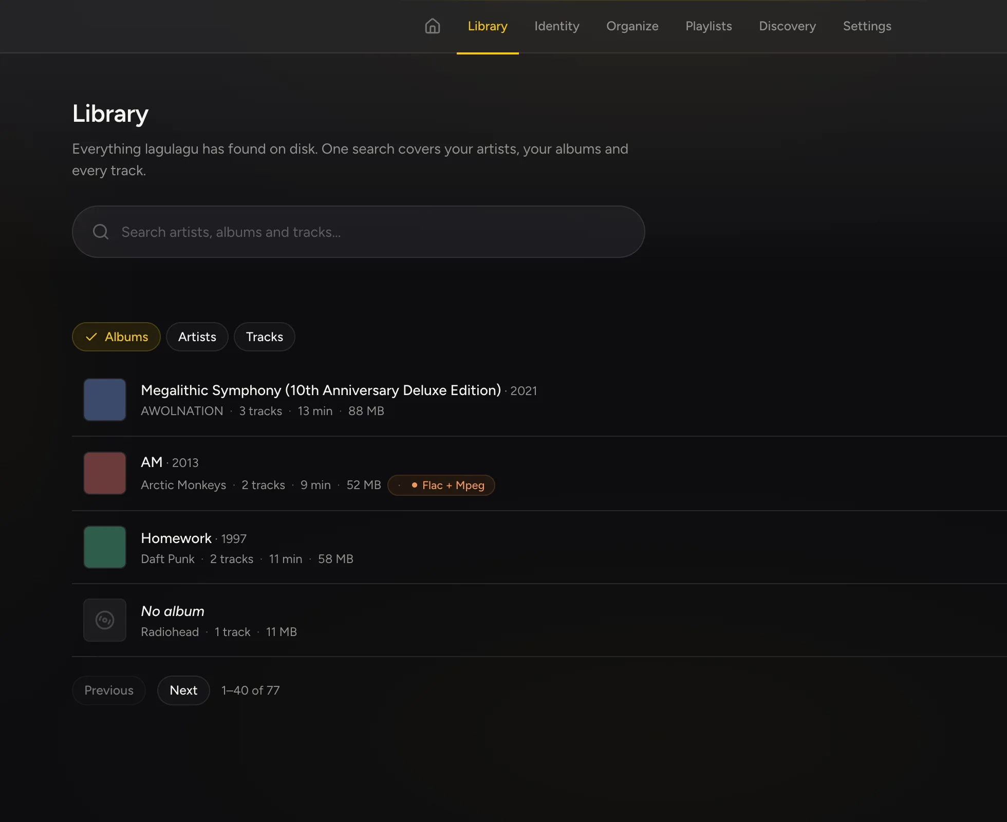 Library of albums